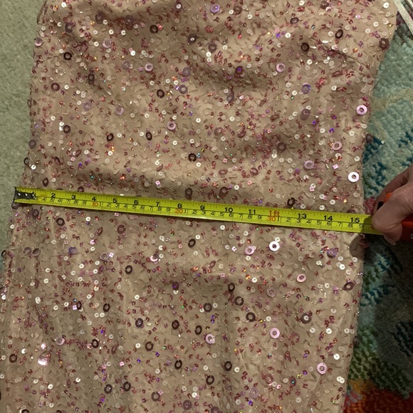 Pink with Rosé beading and sequins one shoulder midi dress - Picture 11 of 14